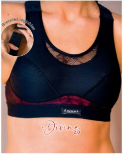 Brassière De Sport Zsport Divine 2.0 (Noir Framboise)
