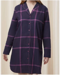 Chemise De Nuit Boutonnée 100% Coton Bio Triumph Nuit (Blue Dark)