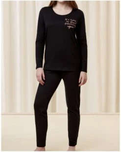 Ensemble De Pyjama 100% Coton Bio Nuit Triumph (Noir)