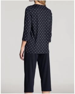 Pyjama 3/4 Calida Night Lovers 100% Coton (Dark Lapis Blue) -Hom Soldes Magasin pyjama 34 calida night lovers 100 coton dark lapis blue 1