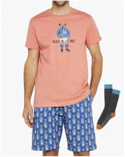Pyjama Court PAUPILI 100% Coton Arthur (Chaussettes Offertes)