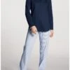 Pyjama Long Boutonné Calida Sweet Dreams 100% Coton Interlock (Peacoat Blue) -Hom Soldes Magasin pyjama long boutonne calida sweet dreams 100 coton interlock peacoat blue