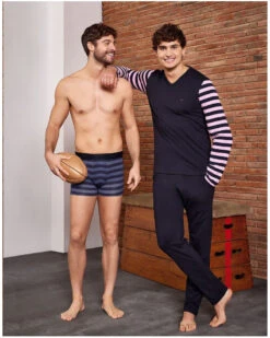 Pyjama Long Eden Park E41 100% Coton (NB039) -Hom Soldes Magasin pyjama long eden park e41 100 coton nb039 2