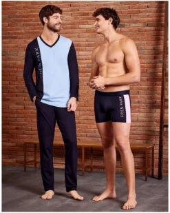 Pyjama Long Eden Park H19 100% Coton (BL041) -Hom Soldes Magasin pyjama long eden park h19 100 coton bl041 2