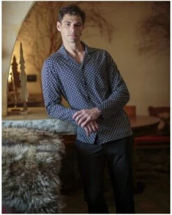 Pyjama Long HOM Vince 100% Coton (Imprimé Noir)