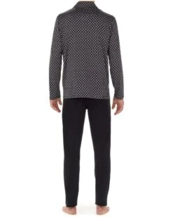 Pyjama Long HOM Vince 100% Coton (Imprimé Noir) -Hom Soldes Magasin pyjama long hom vince 100 coton imprime noir 3