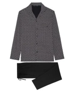 Pyjama Long HOM Vince 100% Coton (Imprimé Noir) -Hom Soldes Magasin pyjama long hom vince 100 coton imprime noir 5