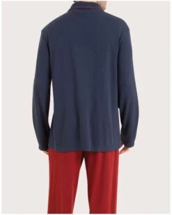 Pyjama Long Ouvert Eminence (Marine/Orange) -Hom Soldes Magasin pyjama long ouvert eminence marineorange 2