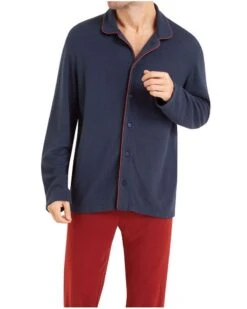 Pyjama Long Ouvert Eminence (Marine/Orange)