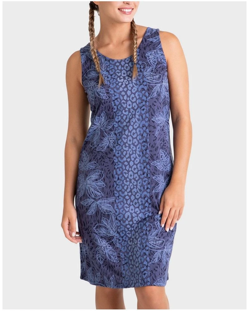 Robe De Plage Sans Manche Fleurs Bleues Massana 4 Robe De Plage Sans Manche Fleurs Bleues Massana – Image 2