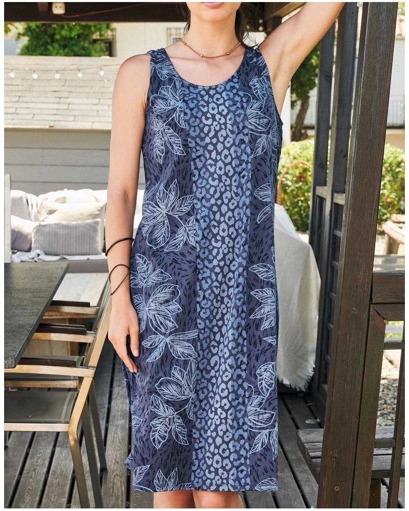 Robe De Plage Sans Manche Fleurs Bleues Massana 3 Robe De Plage Sans Manche Fleurs Bleues Massana