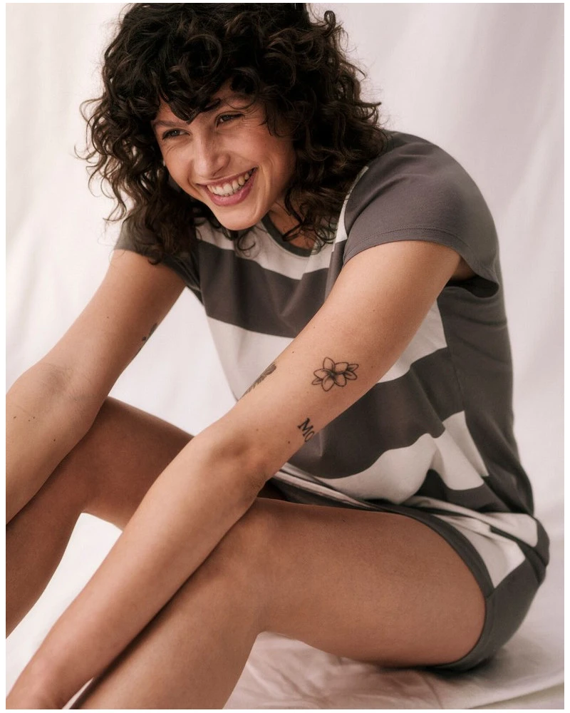 Hom Soldes Magasin -Hom Soldes Magasin chemise de nuit manches courtes 100 jersey coton nuit triumph raye